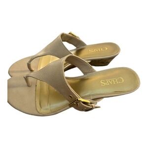 Chaps Madelina Gold Wedge Sandals Size 9 Low Heel Casual Heels